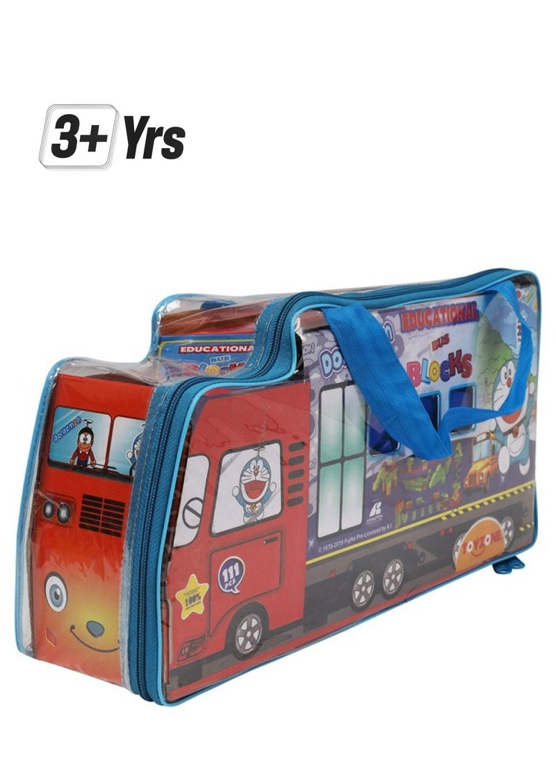 Toy Zone Toyzone Doraemon Educational Bus Blocks 111 Pcs -80800 | Blocks Game | Educational Blocks | Bus Pack | Educational Toy for Kids | Smart Activity Fun and Learning Train Blocks | Colorful Blocks for boys & girls | Doraemon Block Puzzle | For kids age 3+ years  - Image 1