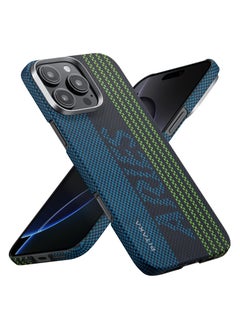 PITAKA pitaka for iPhone 15 Pro Max Case Compatible with MagSafe, Thin & Light Case iPhone 15 Pro Max with a Caseless Feel, Glow in The Dark, 1500D Aramid Fiber Woven Luminous Tactile Woven Case - Credit card  - Image 1