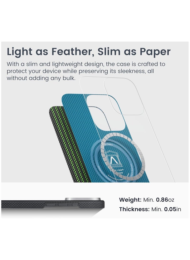 PITAKA - pitaka for iPhone 15 Pro Max Case Compatible with MagSafe, Thin & Light Case iPhone 15 Pro Max with a Caseless Feel, Glow in The Dark, 1500D Aramid Fiber Woven Luminous Tactile Woven Case - Credit card - Image 1