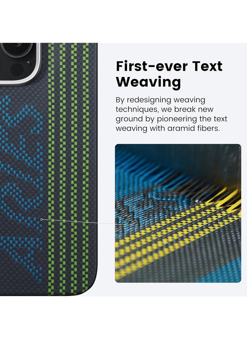 PITAKA - pitaka for iPhone 15 Pro Max Case Compatible with MagSafe, Thin & Light Case iPhone 15 Pro Max with a Caseless Feel, Glow in The Dark, 1500D Aramid Fiber Woven Luminous Tactile Woven Case - Credit card - Image 1