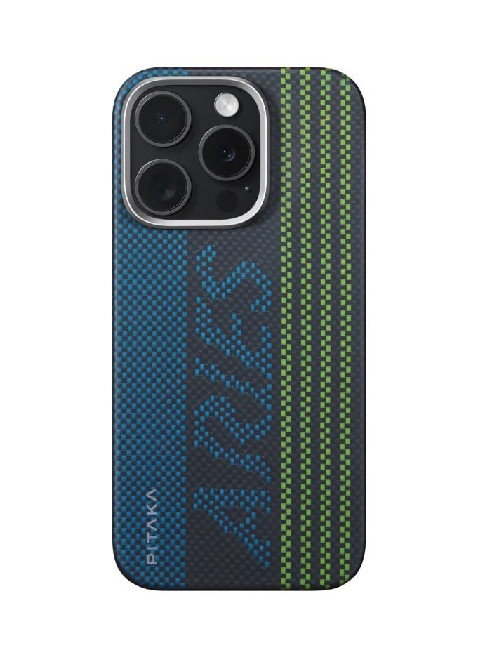 PITAKA - pitaka for iPhone 15 Pro Max Case Compatible with MagSafe, Thin & Light Case iPhone 15 Pro Max with a Caseless Feel, Glow in The Dark, 1500D Aramid Fiber Woven Luminous Tactile Woven Case - Credit card - Image 1