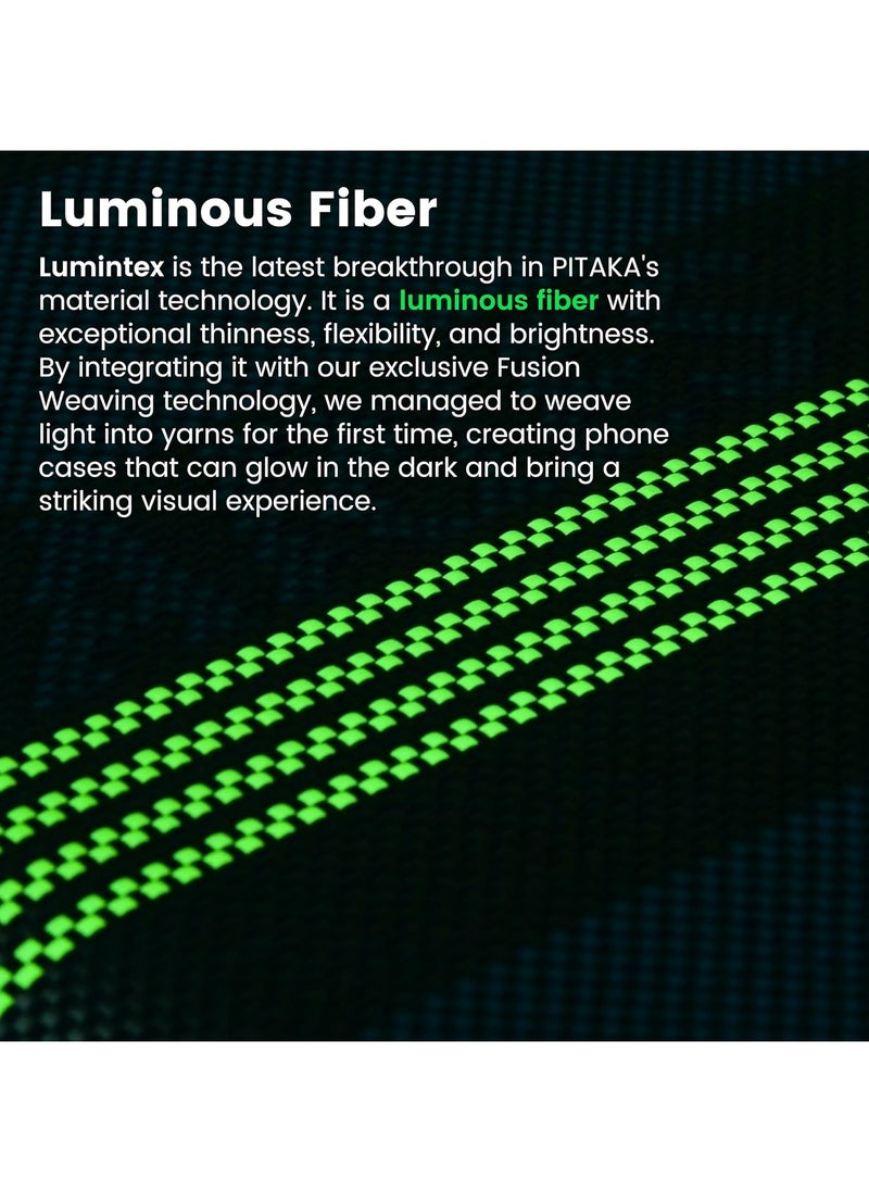 PITAKA - pitaka for iPhone 15 Pro Max Case Compatible with MagSafe, Thin & Light Case iPhone 15 Pro Max with a Caseless Feel, Glow in The Dark, 1500D Aramid Fiber Woven Luminous Tactile Woven Case - Credit card - Image 1