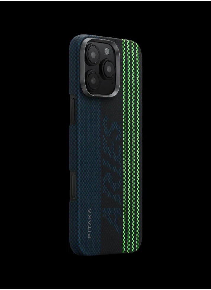 PITAKA - pitaka for iPhone 15 Pro Max Case Compatible with MagSafe, Thin & Light Case iPhone 15 Pro Max with a Caseless Feel, Glow in The Dark, 1500D Aramid Fiber Woven Luminous Tactile Woven Case - Credit card - Image 1