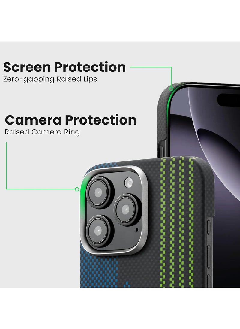 PITAKA - pitaka for iPhone 15 Pro Max Case Compatible with MagSafe, Thin & Light Case iPhone 15 Pro Max with a Caseless Feel, Glow in The Dark, 1500D Aramid Fiber Woven Luminous Tactile Woven Case - Credit card - Image 1
