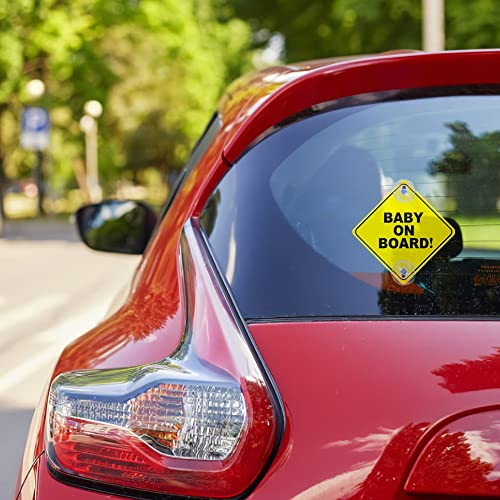 Auconda 2PCS Baby On Board Signs with Suction Cups, 5"x5" Reusable Baby Safety Warning Decal for Car Windows - Image 3