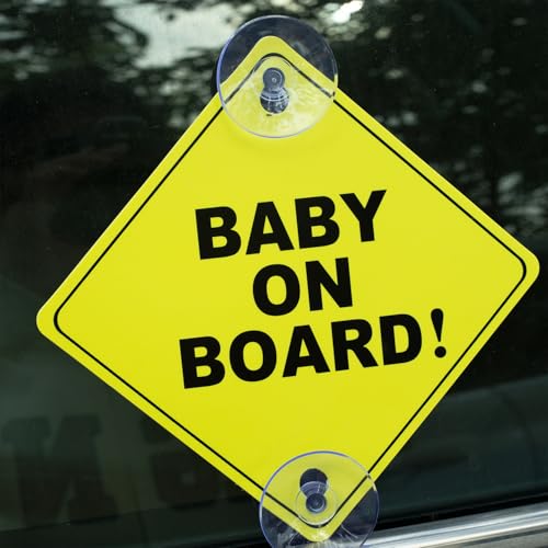 Auconda 2PCS Baby On Board Signs with Suction Cups, 5"x5" Reusable Baby Safety Warning Decal for Car Windows - Image 4