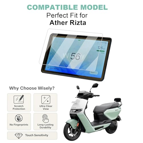 Wisely Pack 2 - Premium Screen Guard for Ather Rizta EV Scooter (7-inch) - Touch Display Digital Meter Protector - HD Clear, Full Cover - Easy Installation Kit - Speedometer Scooty Accessories - Image 2