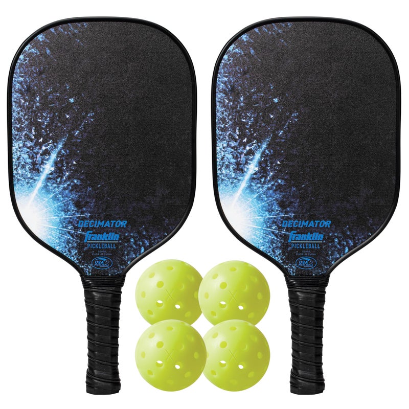 Franklin Sports Pickleball 2 Player Carbon Fiber Paddle and X40 Pickleball Set 2 Carbon Fiber Paddles 4 X40 Balls Carry Bag USA Pickleball Approved