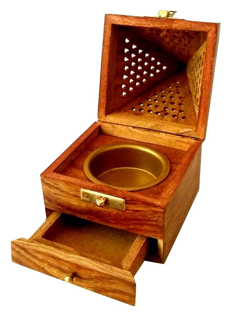 asmat Wooden Incence-Bakhoor Burner Pyramid shape Wooden Bakhoor Burner - Image 2