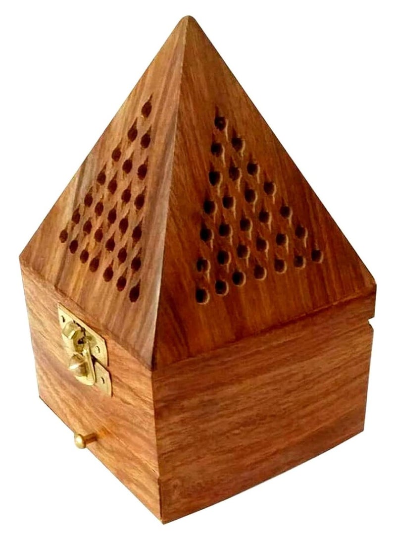 asmat Wooden Incence-Bakhoor Burner Pyramid shape Wooden Bakhoor Burner - Image 1