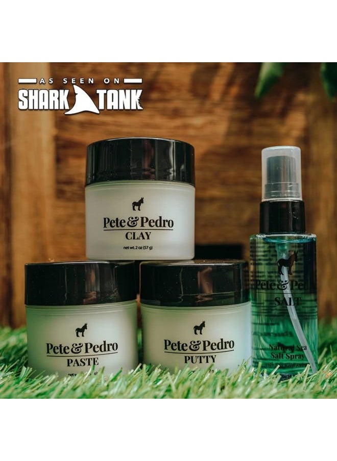 Pete & Pedro CORE FOUR HAIR KIT - Men's Hairstlying Best Of Set | Hair Clay, Paste, Putty, & Sea Salt Spray | As Seen on Shark Tank, 2 oz. Each  - Image 4