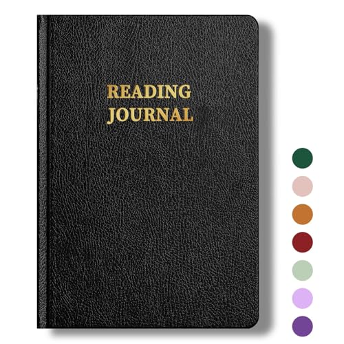TSFPapier Reading Journal Book Lovers Gifts Journal Hardcover Leather For Readers Review and Track Your Reading with 65 Book Reviews, 5.8”x8.3”, Black - Image 1