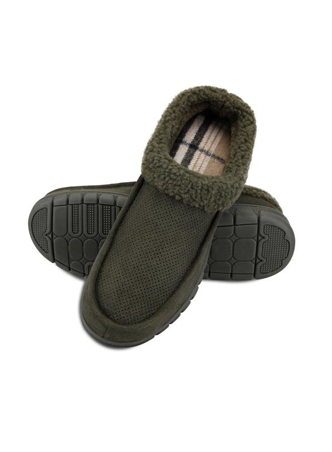 Dickies Men's Perforated Closed Back Memory Foam Slippers - Indoor/Outdoor Sole, Machine Washable, Olive, Medium - Image 4