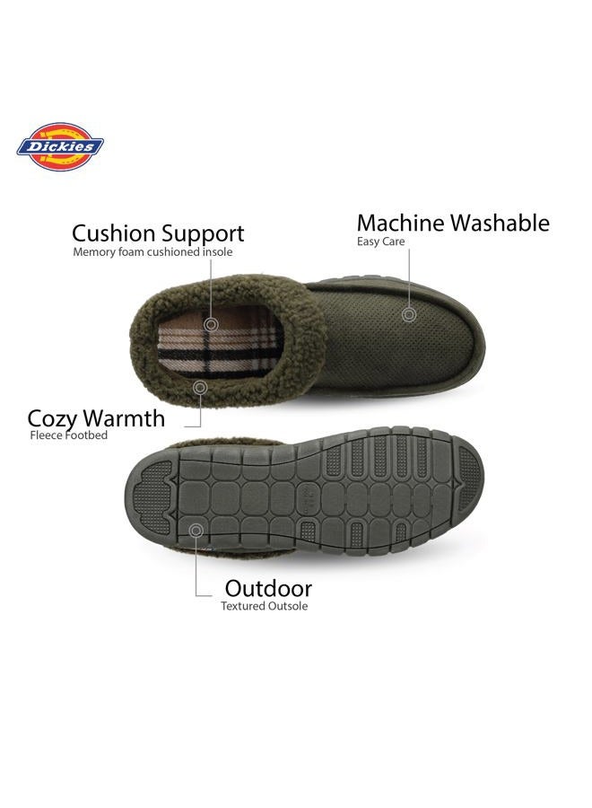 Dickies Men's Perforated Closed Back Memory Foam Slippers - Indoor/Outdoor Sole, Machine Washable, Olive, Medium - Image 3