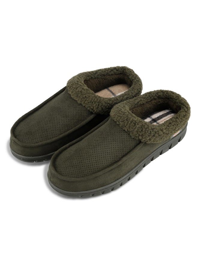 Dickies Men's Perforated Closed Back Memory Foam Slippers - Indoor/Outdoor Sole, Machine Washable, Olive, Medium - Image 5