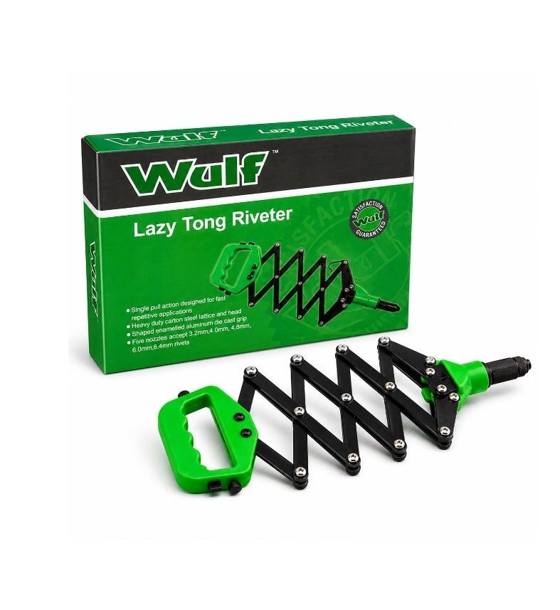 Wulf Lazy Tong Riveter Heavy Duty Hand Rivet Gun with Expandable Steel Frame, Industrial Pop Rivet Tool for Metal Fastening, Automotive Repair, Construction & Workshop Use - Image 1
