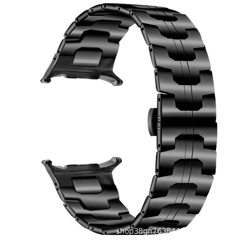 Adjustable Stainless Steel Link Smartwatch Band Compatible with Samsung Galaxy Watch 8 Classic with Fit Replacement Strap for Daily Wear Black - Image 3
