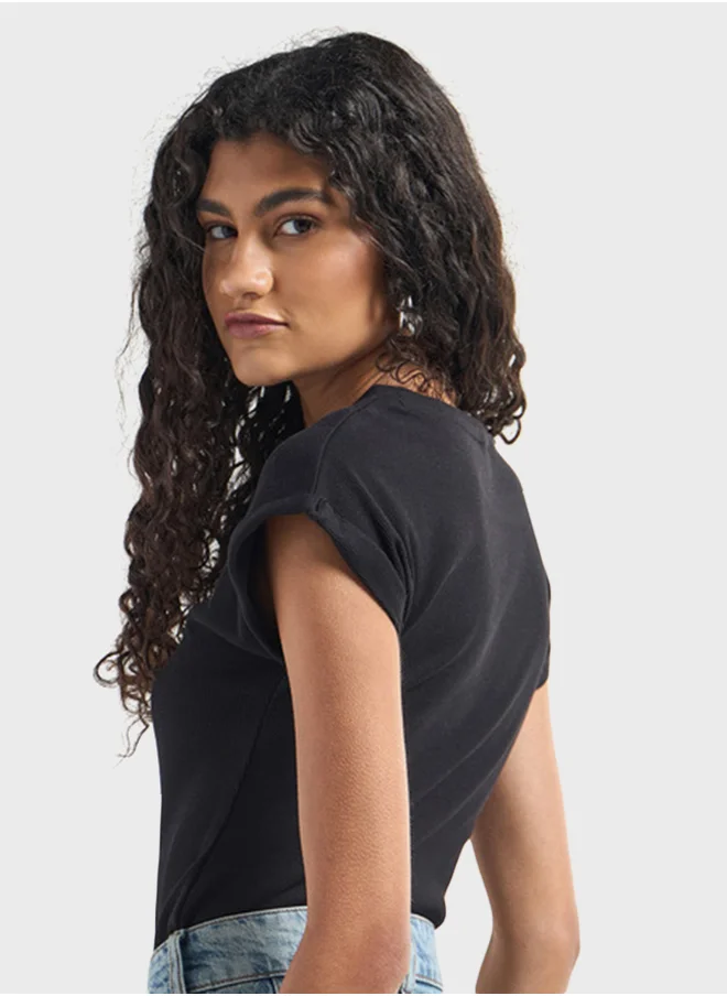 فاف Ribbed Crew Neck Extended Bodysuit