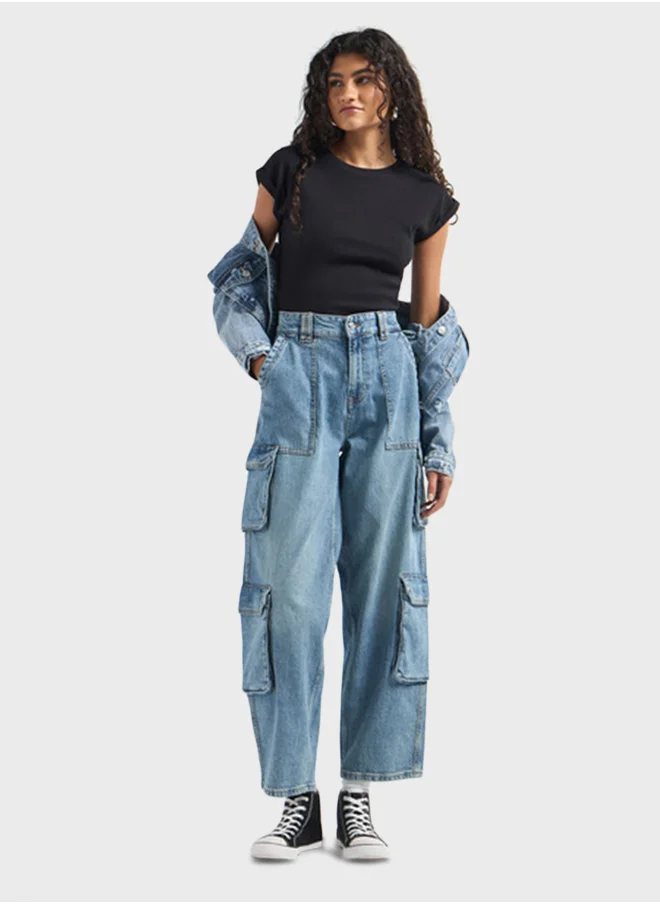 فاف Ribbed Crew Neck Extended Bodysuit