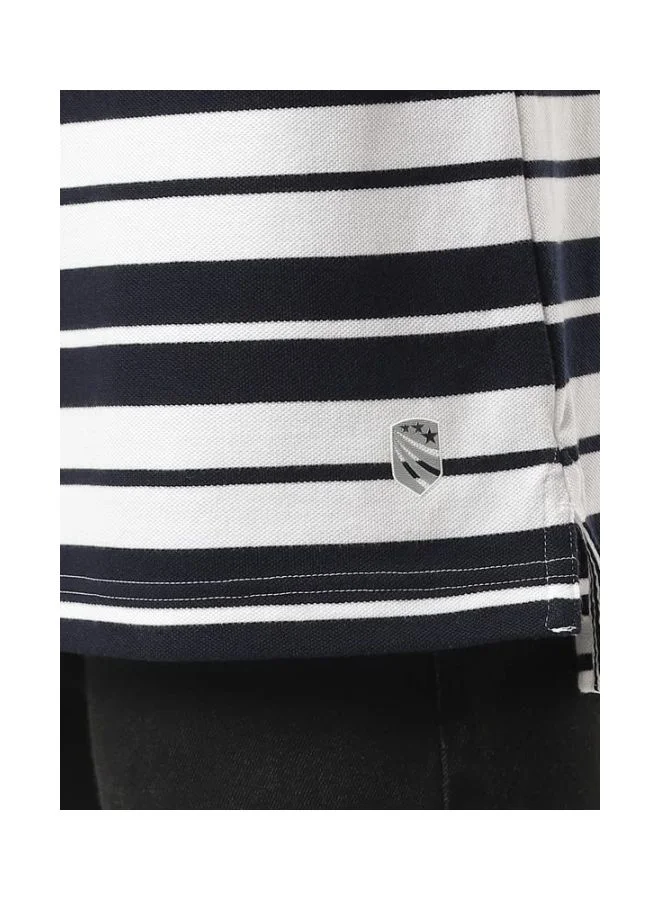 Jockey White & Navy US93 Men Super Combed Cotton Rich Striped Polo T Shirt for Men | Best Price UAE