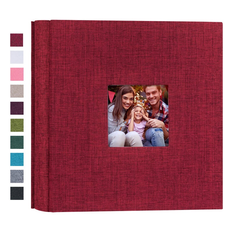 Mublalbum Small Photo Album 4x6 200 Photos Linen Cover Picture Book with Horizontal Pockets for Wedding Family Anniversary and Baby Red