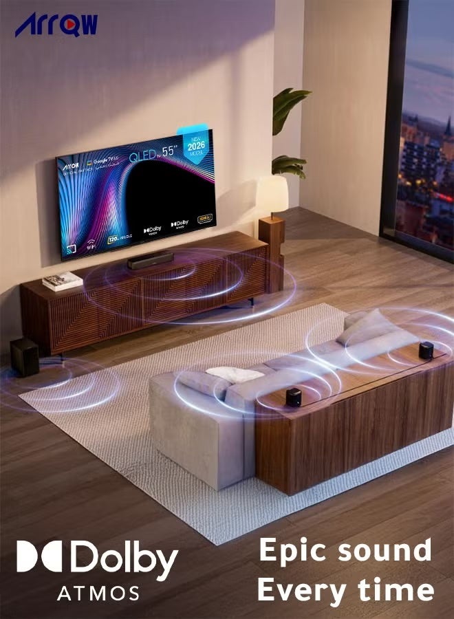 آركيو شاشه 55 بوصه سمارت جوجل تي في 120 هرتز كيو ليد - Image 4