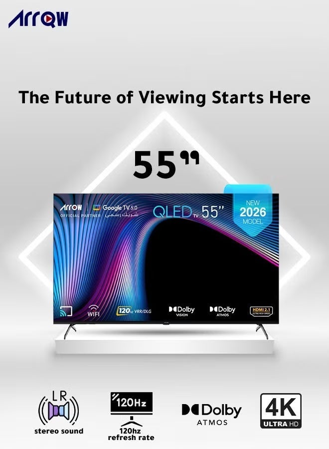 آركيو شاشه 55 بوصه سمارت جوجل تي في 120 هرتز كيو ليد - Image 1