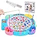 QuadPro Magnetic Fishing Games Set Educational Toddler Kids Fishing Toys 45 Fish 8 Poles Rotating Board with Music LED Ideal Go Fish Toy for Fun - Image 2