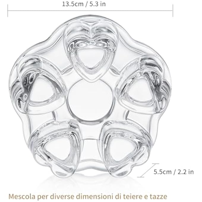 ريحني قاعدة تسخين إبريق الشاي الزجاجي على شكل قلب مصنوعة من الكريستال لتسخين أباريق الشاي والأكواب بتصميم أنيق لمحبي الشاي والقهوة - Image 4