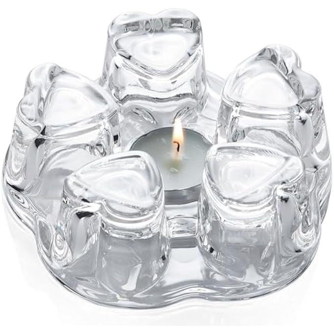 ريحني قاعدة تسخين إبريق الشاي الزجاجي على شكل قلب مصنوعة من الكريستال لتسخين أباريق الشاي والأكواب بتصميم أنيق لمحبي الشاي والقهوة - Image 1