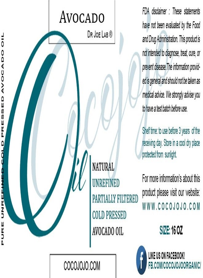 cocojojo AVOCADO OIL - Cold Pressed Partially Filtered 16 oz Pure Seed Oil Extra Virgin Unrefined Moisturizer Dry Itchy Skin - Image 5