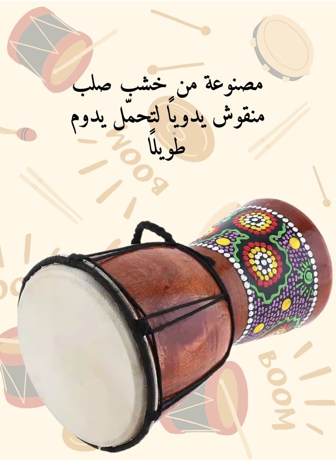 Handmade African Drum for Kids and Adults - Walnut Wood and Hand-Painted - 6 Inches  - Image 2
