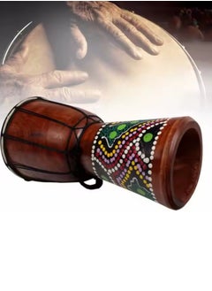 Handmade African Drum for Kids and Adults - Walnut Wood and Hand-Painted - 6 Inches