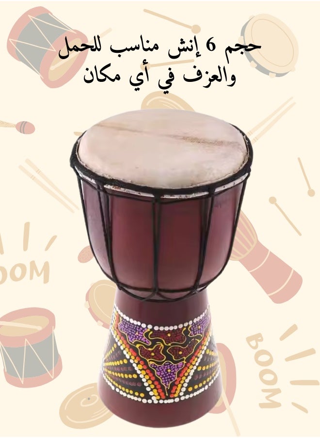 Handmade African Drum for Kids and Adults - Walnut Wood and Hand-Painted - 6 Inches  - Image 4