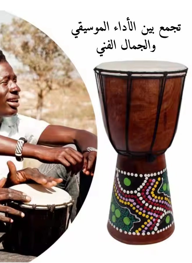 null - Handmade African Drum for Kids and Adults - Walnut Wood and Hand-Painted - 6 Inches - Image 1