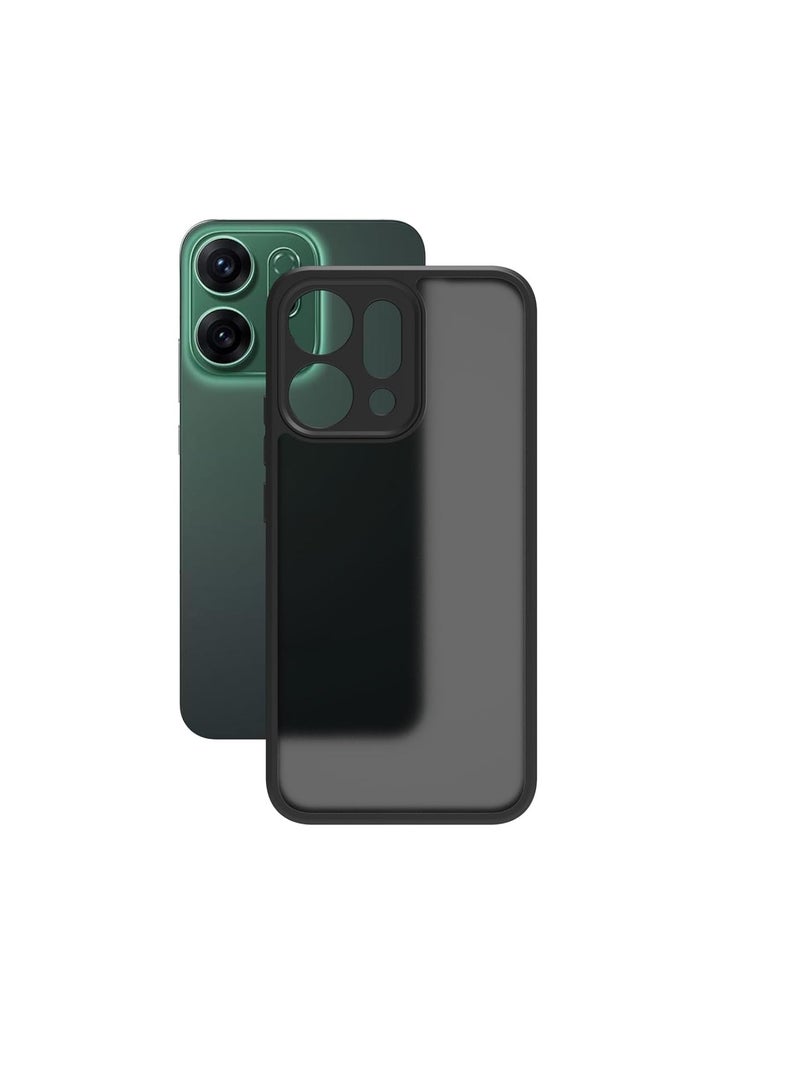 غطاء حافظة مقاوم للصدمات مصنوع من مادة البولي كربونات الصلبة وإطار من مادة TPU الناعمة باللون الأسود غير اللامع وغطاء واقٍ رفيع متوافق مع Oppo Reno 14  ( اسود ) - Image 4