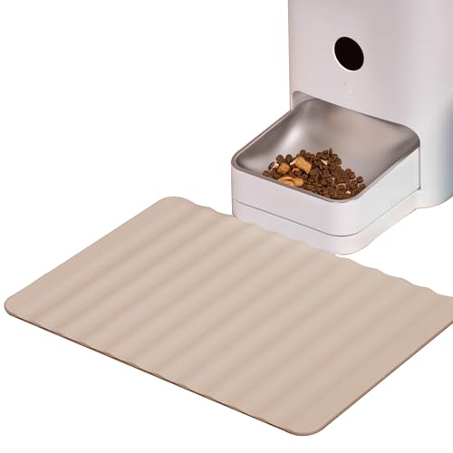Li & Zhao Li&Zhao Dog Food Mat - Wave Cat Food Mat Pet Food Mat Dog Bowl Mat Waterproof Pet Mats for Food and Water for Floors Waterproof(Beige) - Image 1