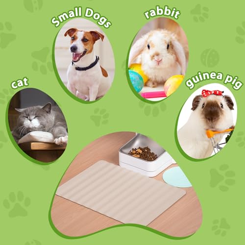 Li & Zhao Li&Zhao Dog Food Mat - Wave Cat Food Mat Pet Food Mat Dog Bowl Mat Waterproof Pet Mats for Food and Water for Floors Waterproof(Beige) - Image 3