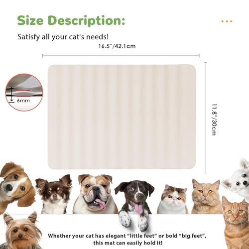 Li & Zhao Li&Zhao Dog Food Mat - Wave Cat Food Mat Pet Food Mat Dog Bowl Mat Waterproof Pet Mats for Food and Water for Floors Waterproof(Beige) - Image 4