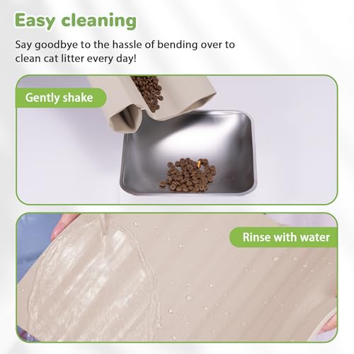 Li & Zhao Li&Zhao Dog Food Mat - Wave Cat Food Mat Pet Food Mat Dog Bowl Mat Waterproof Pet Mats for Food and Water for Floors Waterproof(Beige) - Image 5