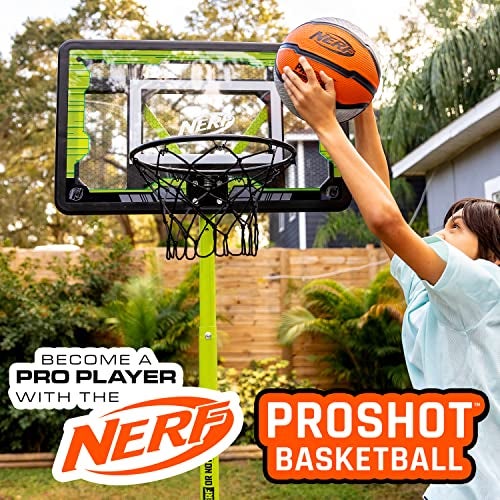Nerf Indoor + Outdoor Basketball - Proshot Official Size 29.5" Basketball + Air Inflation Pump - Extra Grip for Gym + Driveway Hoops - Regulation B7 Ball - Black/Orange - Image 5