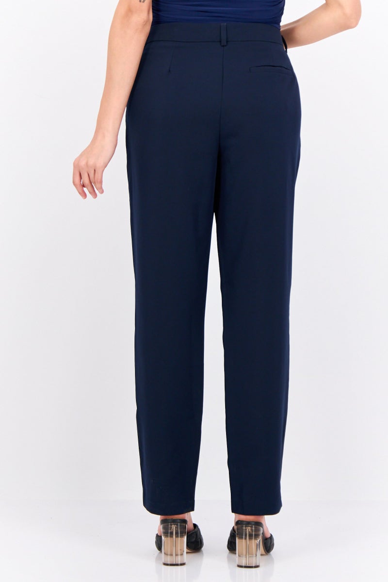 Fire & Glory Women Regular Fit Plain Straight Leg Pants, Navy - Image 3