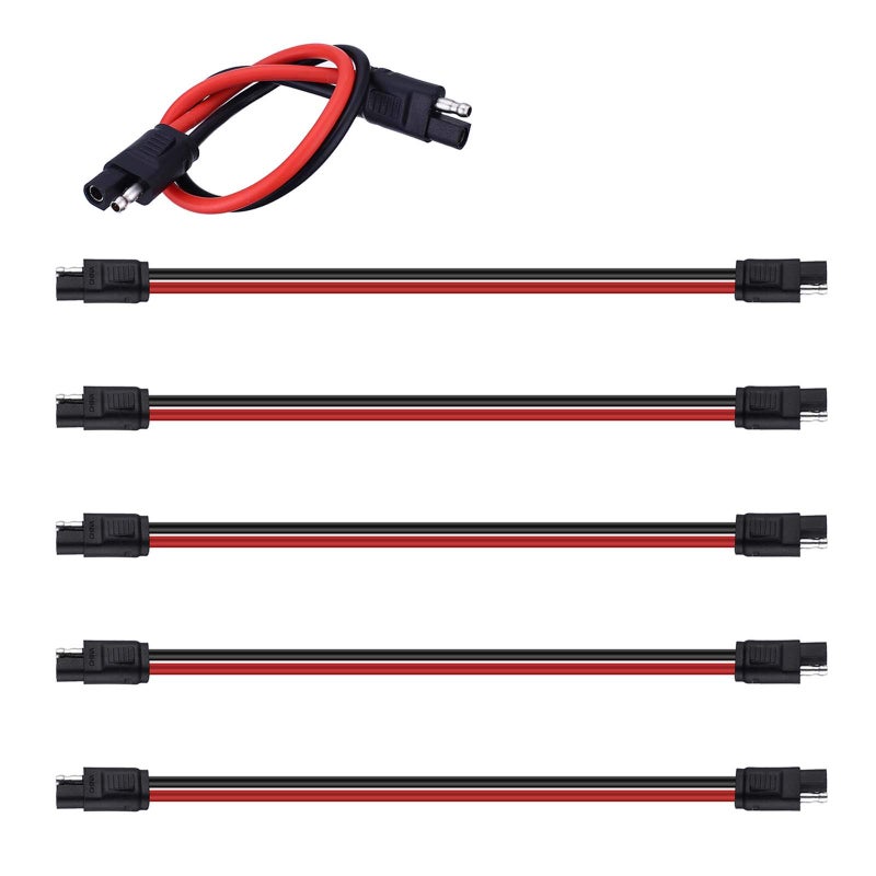 Miady 5-Pack 12" 10 Gauge 2 Pin Quick Disconnect Audiopipe Polarized Wire Harness, Heavy Duty SAE Connector Bullet Lead Cable, SAE Power Automotive Extension Cable (5 pcs) - Image 1