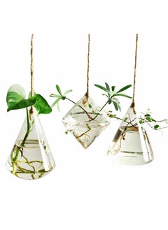 Excefore Glass Hanging Planters, 3 Pcs Indoor Outdoor Terrarium Container Plant Pots Water Containers Flower for Hydroponic Plants Home Garden Décor  - Image 1