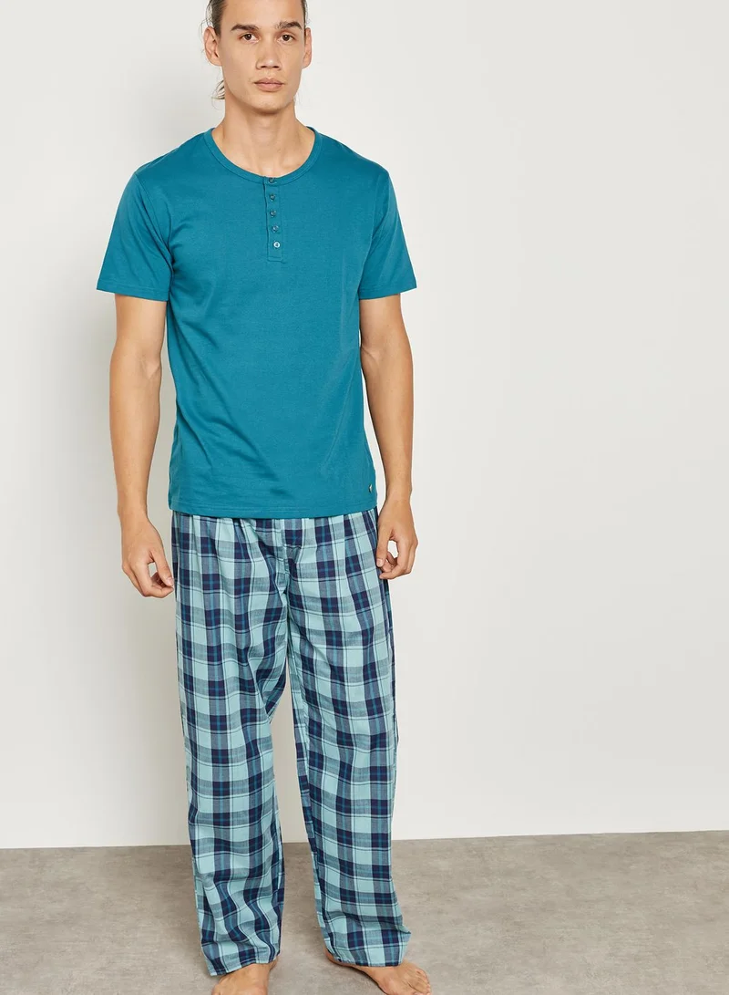 Wolf and Harte Button Through Top &  Stripe PJ Set