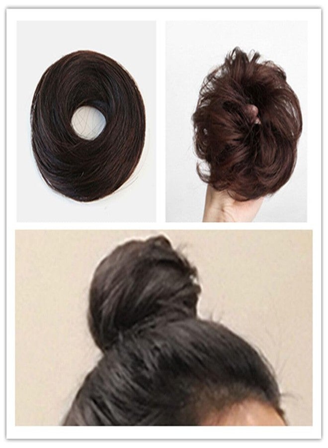 BLUSHIA 100% Human Hair Bun Extensions Messy Hair Bun Scrunchies Real Hair Rose Bun Hairpieces for Women Curly Messy (Brown) Hair Bun for Girls - Image 5