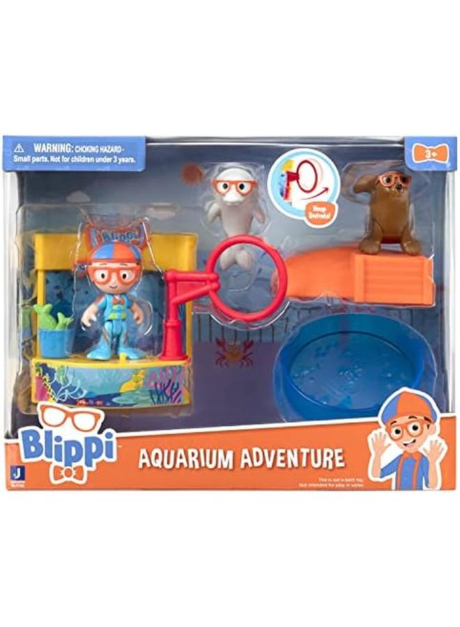 Blippi Aquarium Adventure Includes Exclusive 3 Inch Figure Stage With Jump Hoop Slide Dolphin Seal  - Image 2
