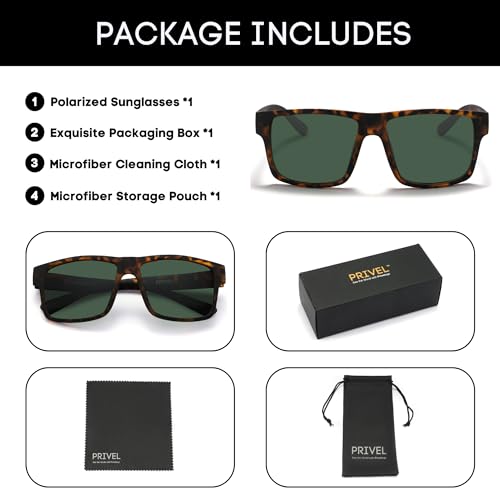PRIVEL XXL Size Extra Large Square 157MM Polarized Sunglasses for Big Wide Heads Men TR90 Lightweight UV400 Glasses (PMX008P-8) - Image 5