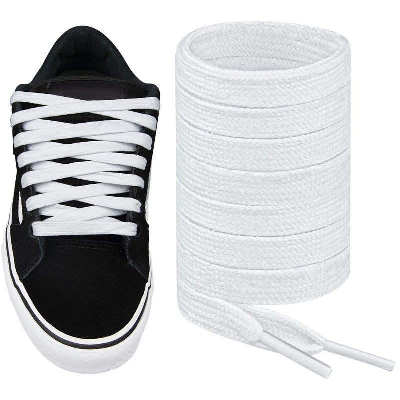 Endoto Flat Shoe Laces for Vans Knu Skool 10MM Replacement Shoelaces Strings for ShoesColorWhiteSize54Inch - Image 2