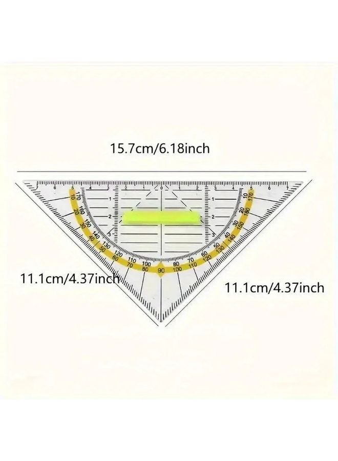 4pcs ABS Plastic Multifunctional Triangular Ruler Set With Protractor Student Drawing Scale - Image 3